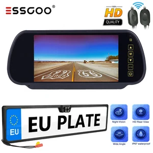 Specchio retrovisore Essgoo pollici HD telecamera retromarcia wireless targa monitor 7 - Foto 1 di 12