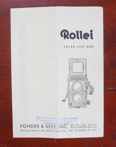 LISTA DE PRECIOS ROLLEI 5610/178178 - Imagen 1 de 1