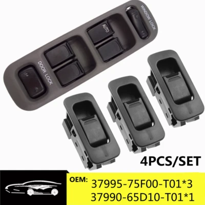 Juego de 4 interruptores maestros de ventana de energía eléctrica para Suzuki Grand Vitara XL-7 1999-06 Foto 1 de 4
