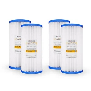 Filtro de agua de sedimentos lavable plisado azul grande BB de 5,10,25 micras 4 piezas 10"x4,5" - Imagen 1 de 9