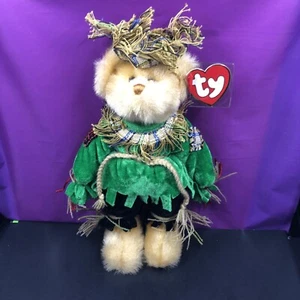 TY Beanie Baby Erba medica lascia che mangino spaventapasseri corvo con etichetta e coperchio peluche imbottito - Foto 1 di 8