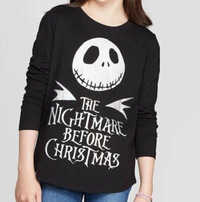Girls' The Nightmare Before Christmas Jack Skellington Long Sleeve T-Shirt Black - Image 1 of 4
