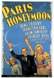 PARIS HONEYMOON MOVIE POSTER Bing Crosby RARE VINTAGE - Picture 1 of 1