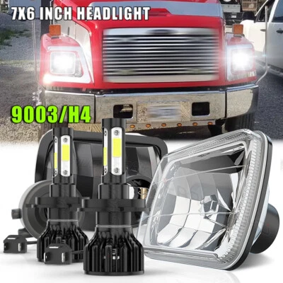 Par de faros LED Fit Freightliner FL50/60/70/80/112 MT35/45/55 7x6" 5x7"" DOT Foto 1 de 4