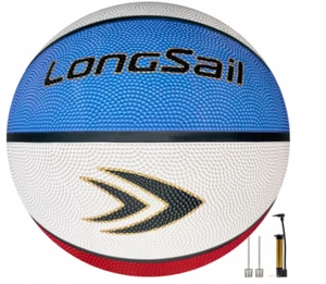Longsail Erwachsene Größe 7 Basketball 29,5" rot weiß blau Indoor Outdoor mit Pumpe - Bild 1 von 6