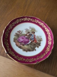 Vintage beautiful red Limoges porcelain small plate. Excellent . - Picture 1 of 4