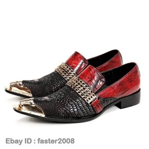 Zapatos formales de vestir sin cordones de cuero de negocios para hombre fiesta boda punta - Imagen 1 de 21