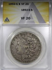 1892-S Morgan Dollar ANACS VF20 KEY DATE $1 Crusty Original Coin - Picture 1 of 2