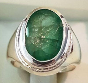 Real Big Emerald Ring Natural Esmeralda Ring Mens Emerald Stone Silver Jewelry