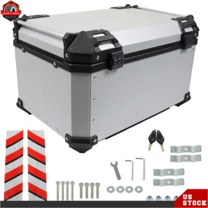 Motorcycle Top Case Tail Box Waterproof Luggage Scooter Trunk Storage Silver 65L - Picture 1 of 12