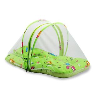  Baby Bed with Thick Mattress, Mosquito Net,Zip & Pillow-Light Green Colour