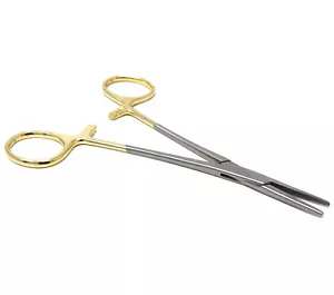 Mosquito Hemostat Locking Forceps Fishing Pliers 5" Straight Tip Gold Handle - Picture 1 of 6