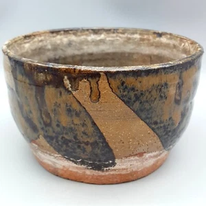 Studio Art Pottery VERA Planter Pot Natural Browns Drip Glaze Hand Thrown Rustic - Picture 1 of 11