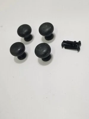 Set Of 4 Vintage Stone Furniture Knobs With Hardware 1"x1" - Image 1 of 3
