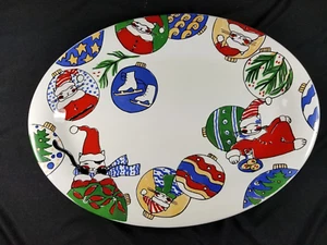 Vintage 1990er Porta Portugal/Maret "Feline Festivities" ovale Weihnachtsplatte, NEU - Bild 1 von 11