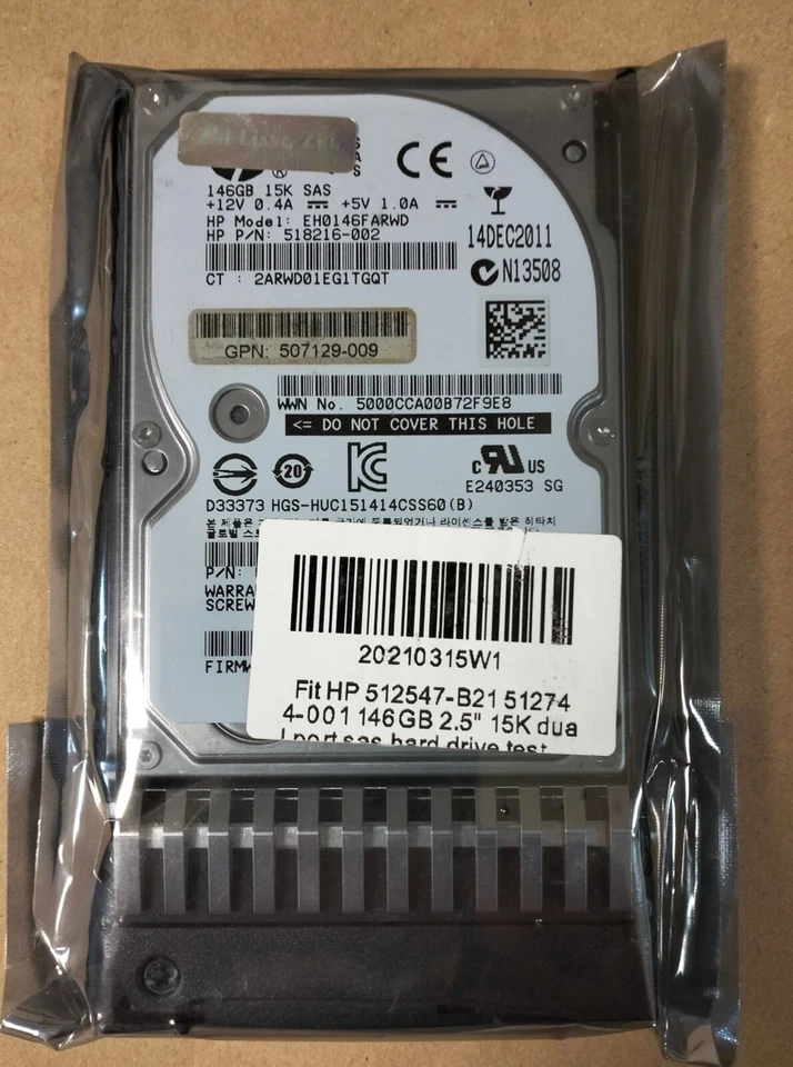 512547-B21 512744-001 146GB 2.5" 15K dual port sas hard drive test - Image 1 of 4