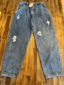 Aaron & ámbar holgado desgastado pierna cónica jeans talla grande elástico ancho - Imagen 1 de 8