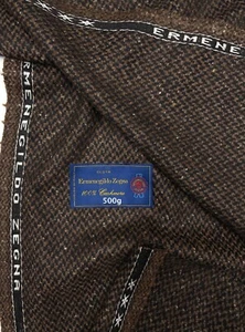 ERMENEGILDO ZEGNA Mongolian Cashmere Coat Fabric Brown Black Twill 3.0 meter - Picture 1 of 16