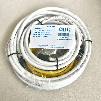 PPC HSD Kit 12ft Coax, 6ft Coax, 7ft CAT5e, 2-Way Splitter - Image 1 of 3