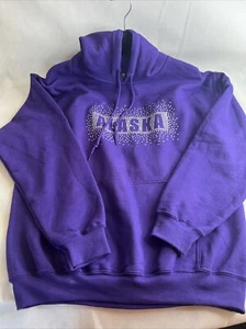 Sudadera con capucha para mujer Gildan púrpura estrás cuentas Alaska talla M - Imagen 1 de 6