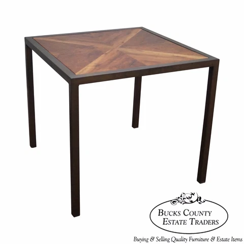 Freestyle Furnishings Mid Century Square Burl Walnut Top Parsons Dining Table Cover