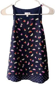 Camiseta sin mangas Maison Jules nueva talla XS azul marino con estampado de sandía en capas - Imagen 1 de 5