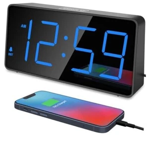 Digital Alarm Clock for Bedroom Bedside, Loud Alarm Clock for Heavy Blue - Picture 1 of 7