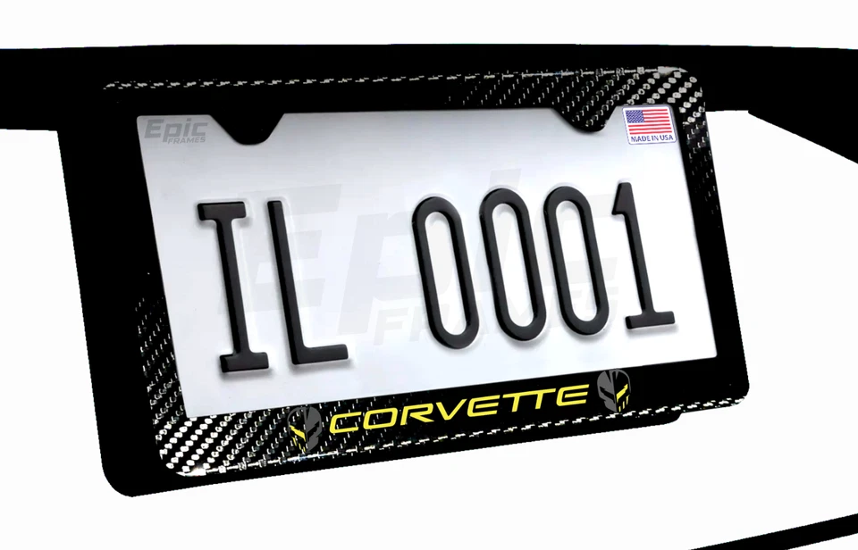 Corvette Racing Jake Skull Carbon Fiber License Plate Frame C7 Z07 C7R Z06 Z51 - Image 1 of 1