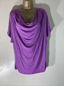 Womens Wallis Medium Purple Short Sleeve Cowl Neck Casual Stretch T-shirt Top - Picture 1 of 7