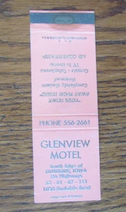 DUBUQUE, IOWA MATCHBOOK COVER: GLENVIEW MOTEL LEER 70er MATCHCOVER -A - Bild 1 von 1