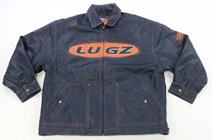 Rare Vintage Lugz Jeans Leather Baggy Fit Quilt Lined Full Zip Jacket 90s Blue 2XL - Bild 1 von 14