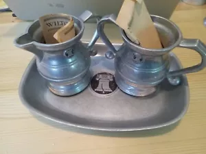 Wilton Pewter 3 Piece Set Creamer Sugar Serving Tray USA - Picture 1 of 4