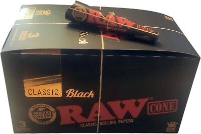 RAW SPORTS RAW Black Cones Classic King Size Pre-rolled 3 Cones Per Pack