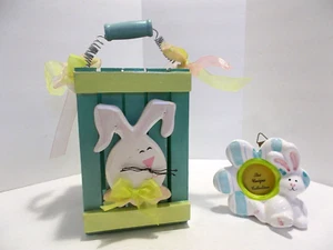 Easter Bunny Decorations - Cute Wooden Box Pastel and Small Bunny Picture Frame - Picture 1 of 11