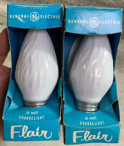 Vintage Mid Century FLAIR Light Bulb Bulbs WHITE 25 Watts E26 Sonce Chandelier - Picture 1 of 17