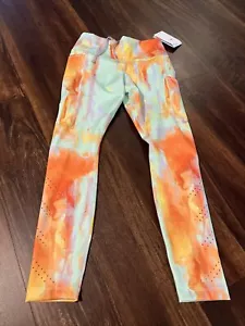 Neu Nike Epic Luxe 7/8 Länge Damen Leggings Größe Small orange grün Batik - Bild 1 von 7