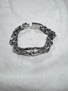 PULSERA CADENA BORDILLO ACERO INOXIDABLE TONO PLATA MACIZA Trendhim Totalmente Nueva - Imagen 1 de 5