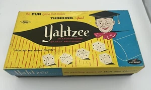 Vintage Yahtzee 1956 ES Lowe Complete Game With Box Score Pads Cup Dice Chips - Picture 1 of 5