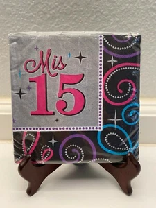 Mis Quince Quinceanera Beverage PAPER NAPKINS Feliz Compleaños 16 ct. - Picture 1 of 2