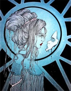 Gothic Frau mit Spirt Maske Comic Fantasy Art Limited Edition - Bild 1 von 1