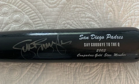 San Diego Padres "Say Goodbye to the Q" Compadres Club Sean Burroughs Signed Bat Cover