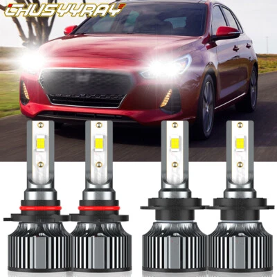 4X 9005+H7 6000K Blanco Faro LED Bombilla Alta/Baja Para Hyundai Elantra GT 2018-2019 Foto 1 de 4