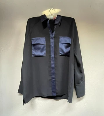 Camisa rosa tartán para mujer talla 12 de gasa con botones manga larga bloques de colores Foto 1 de 4