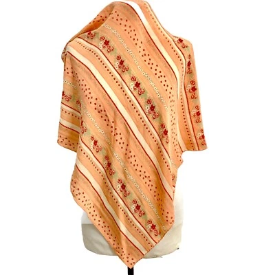 HENRI CHRISTIAN FLORAL NARANJA CUADRADO Bufanda de seda 30 pulgadas #A22 Foto 1 de 3