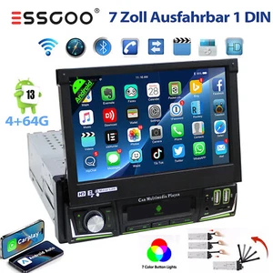 7" 1DIN Autoradio Android 14 Carplay Flip Out Touchscreen GPS FM BT WIFI 4+64GB - Bild 1 von 14