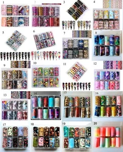 Nail Art Foil Sets, Marble, Butterfly, Flower, Animal, Xmas,Transfer Foils,UK - Picture 1 of 31