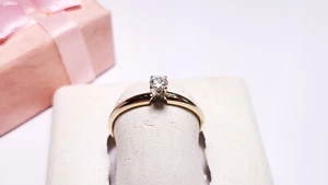 Estate .15ct Diamond Solitiare SI3 I 14Kt 2ToneGold tiffany Engagement Ring22051 - Picture 1 of 6