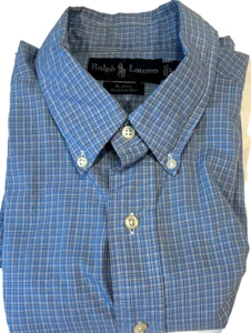 Ralph Lauren Blake Herren Kurzarm Oxford Hemd Large Baumwolle blau kariert - Bild 1 von 5