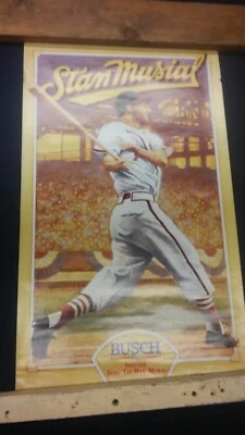 Póster de cerveza Busch vintage Stan Musial St. Louis Cardinals 23"x14-1/8"**¡SIN PLIEGUES! Foto 1 de 4