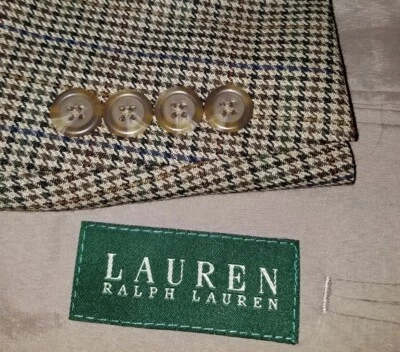 Blazer Abrigo Deportivo Chaqueta 48L Ralph Lauren Azul Marrón Naranja Pata de Gallo Lana Foto 1 de 4